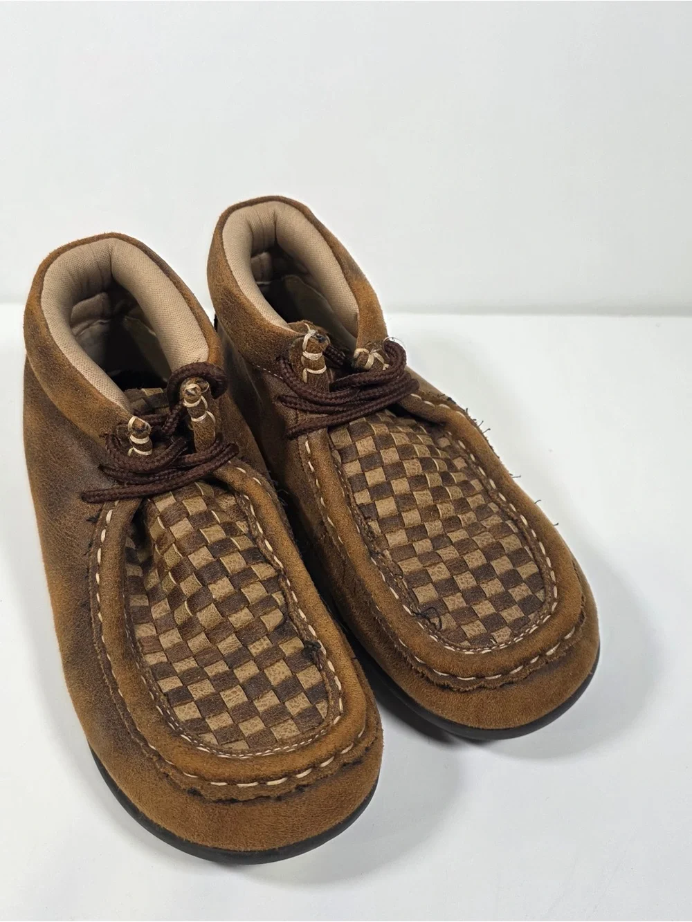 Twister Tan and Dark Brown Kids Moccasin Boots Size 12